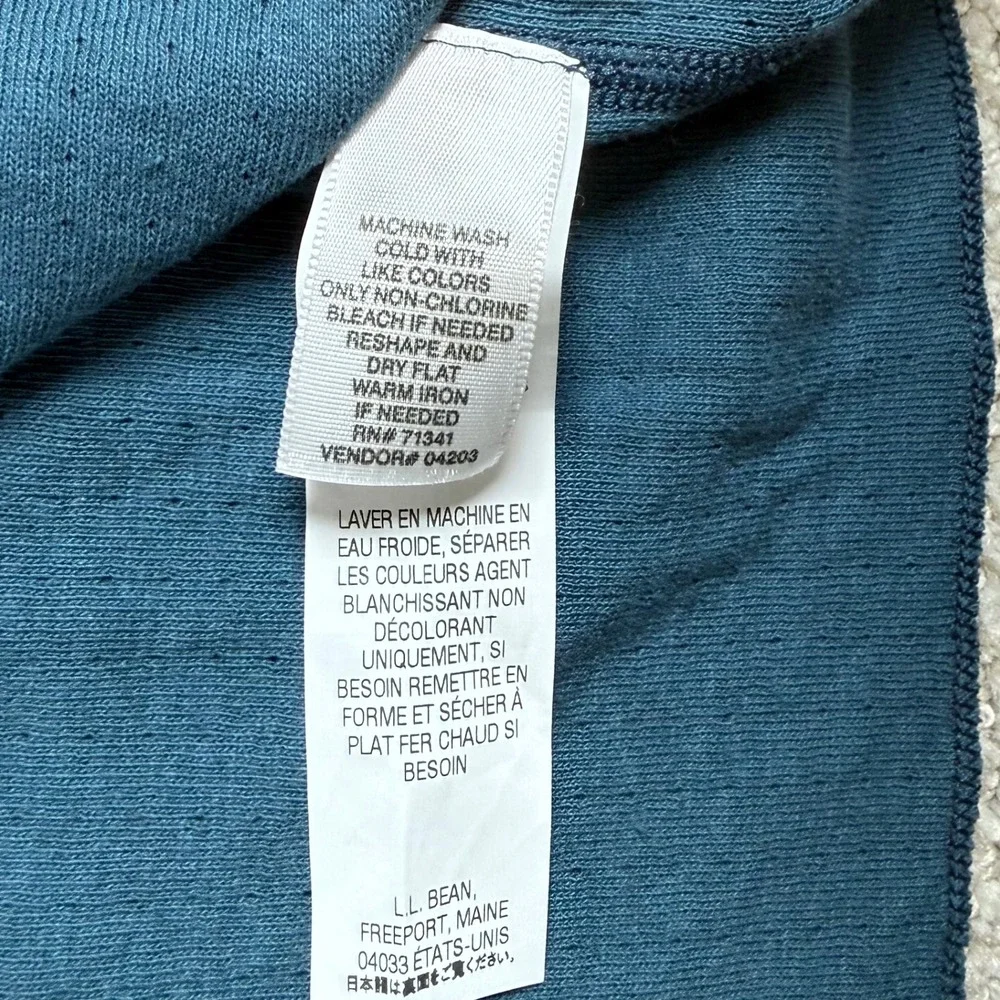 LL Bean Mens Medium Blue River Driver Dual Layer Henley Long Sleeve Sweater